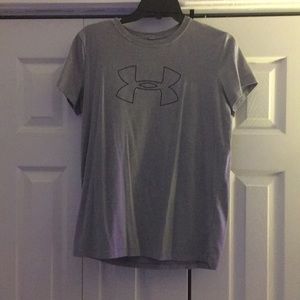 Gray UNDER-ARMOUR T-Shirt with purple logo outline